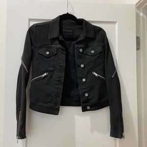 All Saints Denim Black Moto Jacket